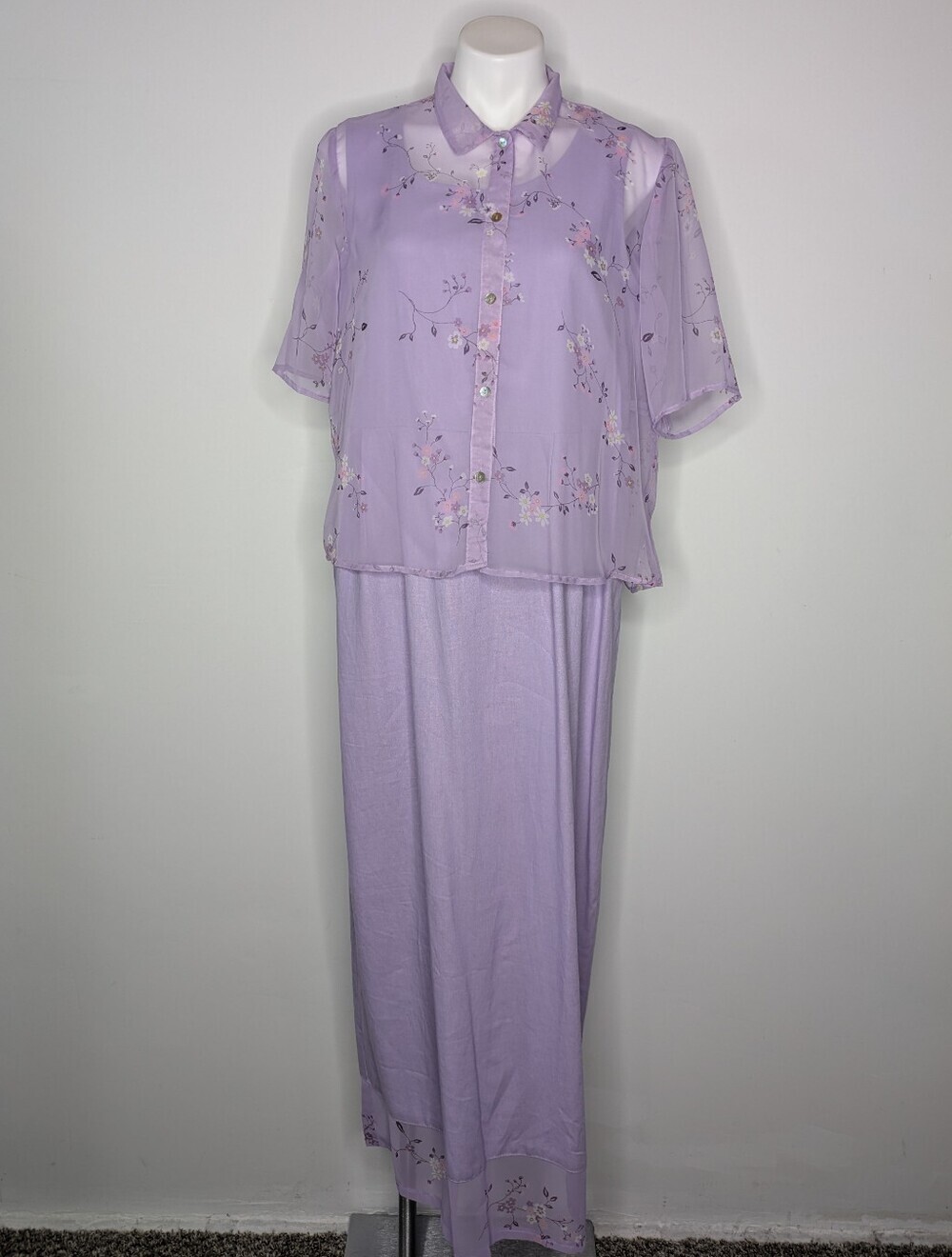 NWOT Vintage Style Studio Purple Linen Blend Summer Maxi Sun Dress M